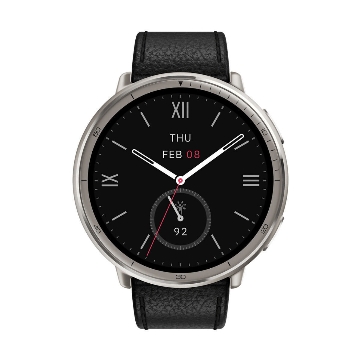 Amazfit Active 2 Stainless Steel 44mm Smartwatch με Παλμογράφο (Black Leather)
