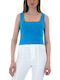 Women's Crop Top Cotton Sleeveless with Zipper Beige