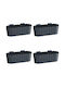 Set 4 Decorative Planters Plastic Stand Anthracite 4.9 L 38.3x21.2x13 Cm Boardee Hook