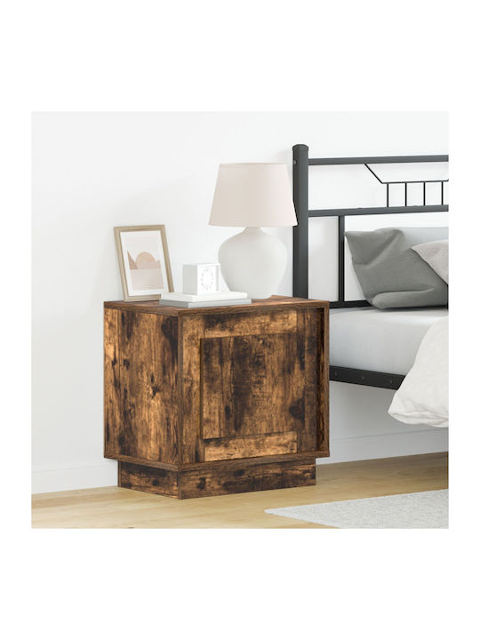 Wooden Bedside Table Smoked Oak 44x34.5x45cm