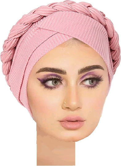 Damen Stoff Weiches Haar Turban Rosa Geflecht