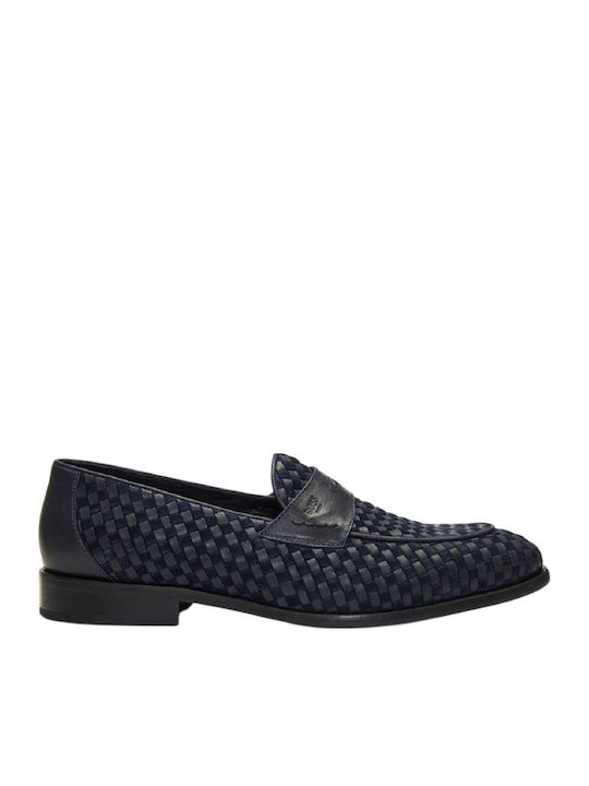 Boss Shoes Δερμάτινα Ανδρικά Loafers σε Μπλε Χρώμα