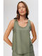 Women's T-Shirt with Spaghetti Strap Haki