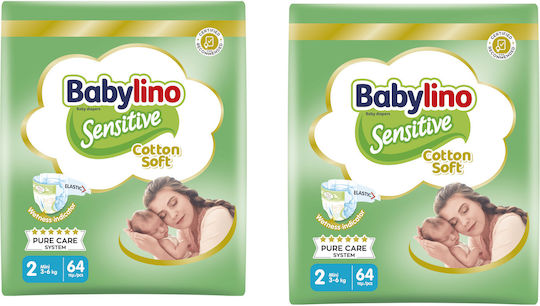 Babylino Tape Diapers Sensitive Cotton Soft No. 2 for 3-6kg 128pcs