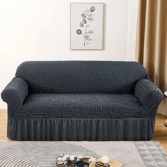 Elastischer Bezug für Zweisitzer-Sofa Lycra Dunkelgrau