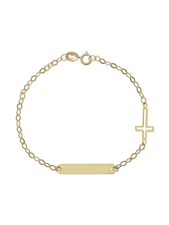 Atofio Kosmima Kids Bracelet ID from Gold with Σταυρό