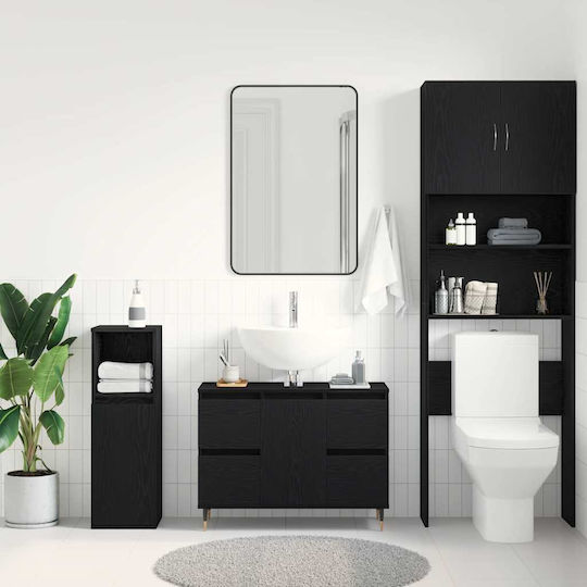 vidaXL Blat cu Lavoar L80xW33xH60cm Black Oak vidaXL Blat cu Lavoar L80xW33xH60cm Black Oak