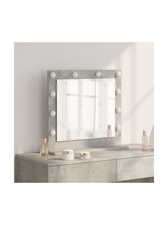 Vidaxl Καθρέφτης Vanity Led Φώτα Γκρι Σκυρόδεμα 60x55x18 Εκ Γκρι