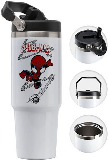 Koupakoupa Παιδικό Παγούρι Spiderman Ανοξείδωτο με Καλαμάκι Non Spill Καφέ 890ml