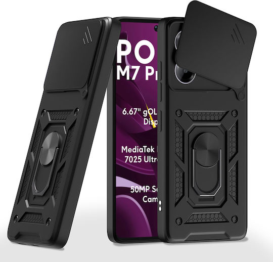 Techsuit Shield Umschlag Rückseite Kunststoff / Silikon Schwarz (Poco M7 Pro)