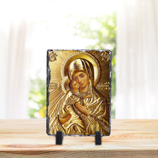 Fecioara Maria din Piatră Hristos-12x22cm Dreptunghiular-lucios