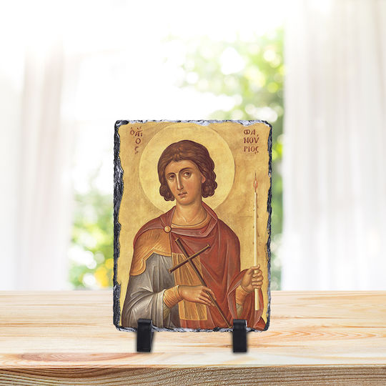 Stone Saint Phanourios - 15x20cm Rectangular - Matte