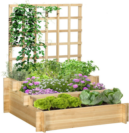 Outsunny Wooden Planter Box with Lattice Elm 95x95x110cm