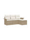 Corner Sofa Outdoor Rattan with Pillows 55x55x37cm