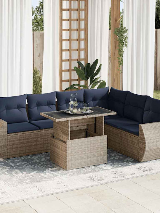 Garden & Outdoor Furniture Set 7 Pieces Gray wi...