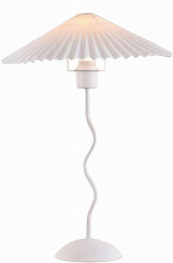 Galifas Metall Tischlampe für Fassung E27 mit Weiß Schirm und Basis