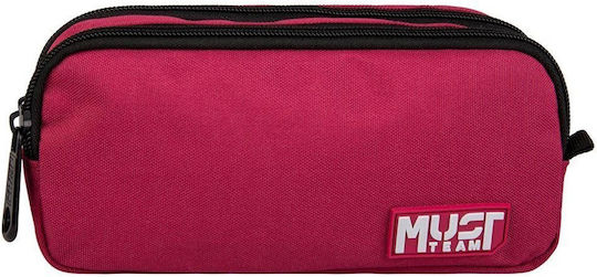 Must Team Pencil Case Barrel with 2 Compartments Burgundy
