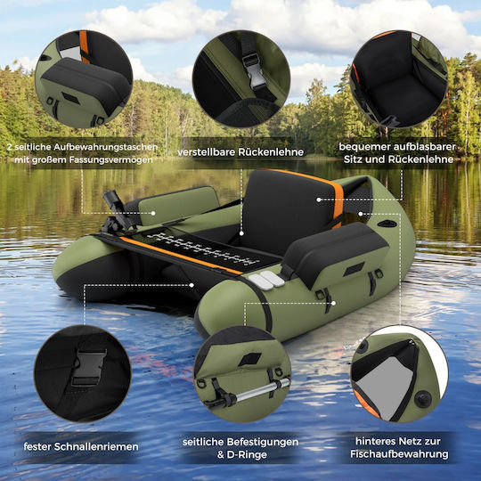 Costway Inflatable Boat Green with Paddles 135x109cm
