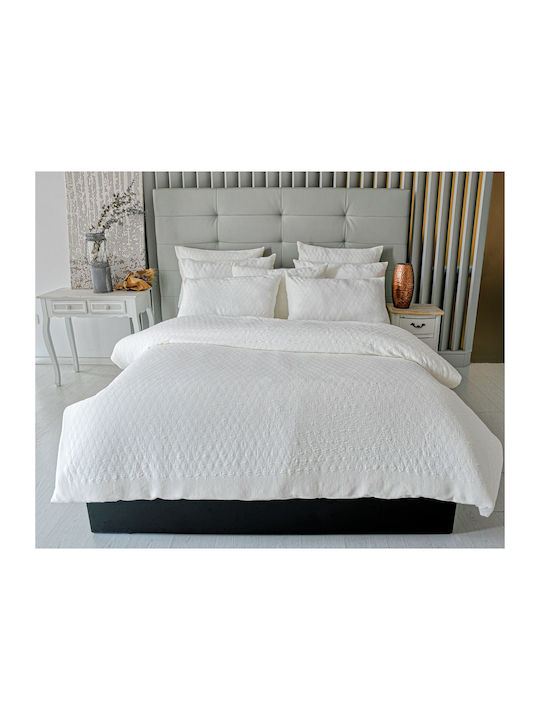 Liolios Home Elisa Piqué Decke Übergröße 230x260cm Ecru