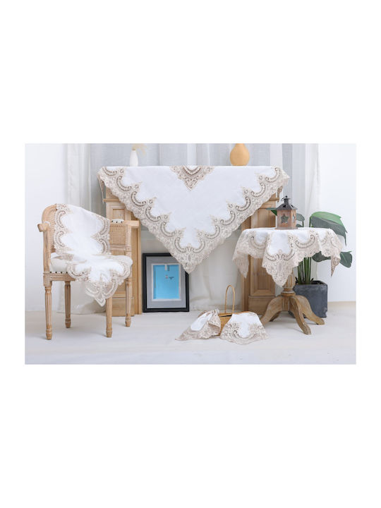 Liolios Home Runner Linen with Embroidery Pls-7b027 Lt Coffee 40x160cm