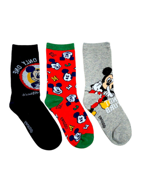 Disney Kids' Socks Mickey Gray 3 Pairs