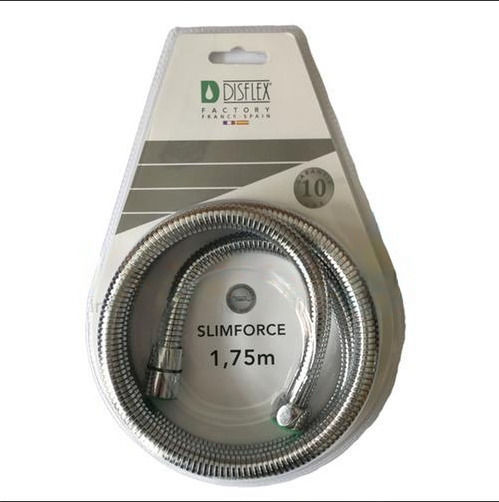 Shower Hose B T 175cm Stainless Slimforce Polished Chrome F218 Internal Reinforced Weave Blister Spain