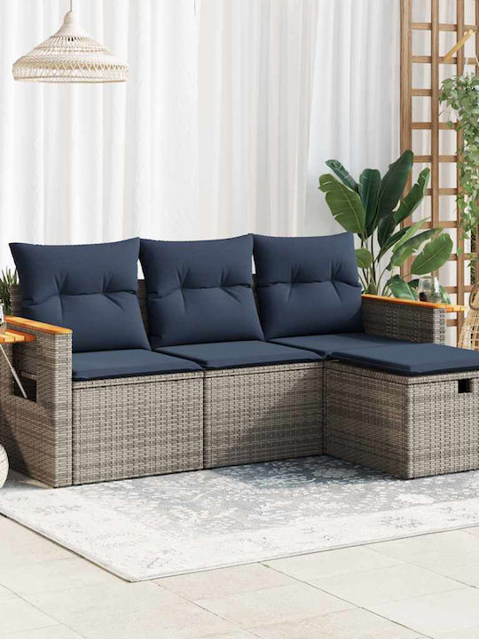 Corner Sofa Outdoor Rattan with Cushions 55x55x...