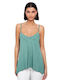 Damen Bluse mit Trägern & V-Ausschnitt Bay Leaf Mint