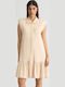 Sommer Mini Hemdkleid Beigefarbe