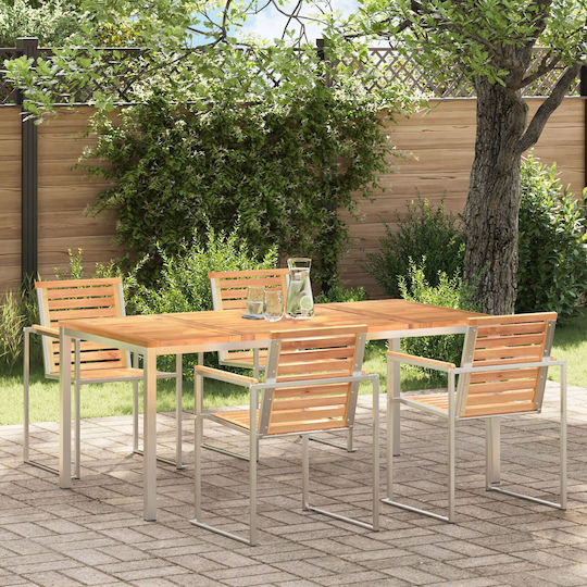 Masă De Exterior Din Teak Cu Ramă Metalică Maro 180x90x75cm