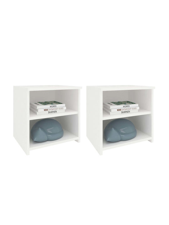 Noptiere Alma Metalice Albe 2buc 40x40x33cm