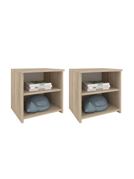 Noptiere Alma Metalice Bej 2buc 40x40x33cm