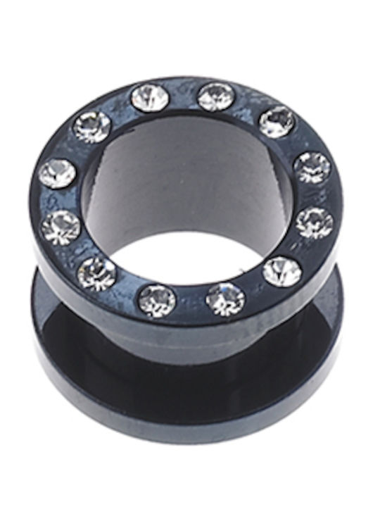 Σκουλαρίκι Stretching από Ατσάλι 12mm Μαύρο