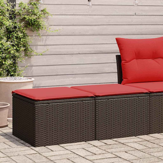 Garden Stool Cube Outdoor Rattan with Cushion Brown 2 Pieces 55x55x37cm