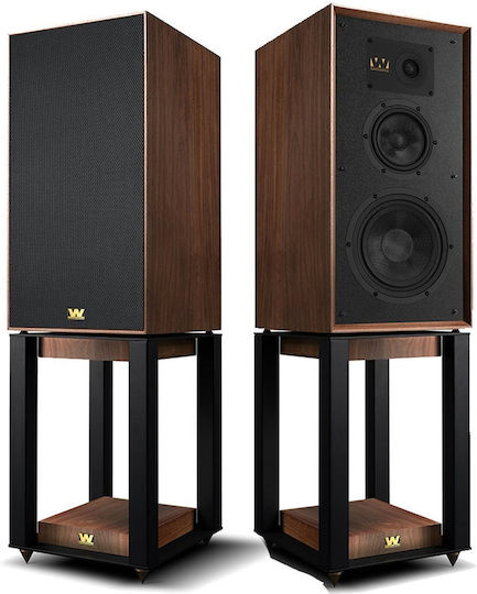 Wharfedale Super Linton mit Ständern Paar Hi-Fi Lautsprecher Boden 200W 3 Anzahl von Fahrern B24.6xT29.5xH36cm. Walnut