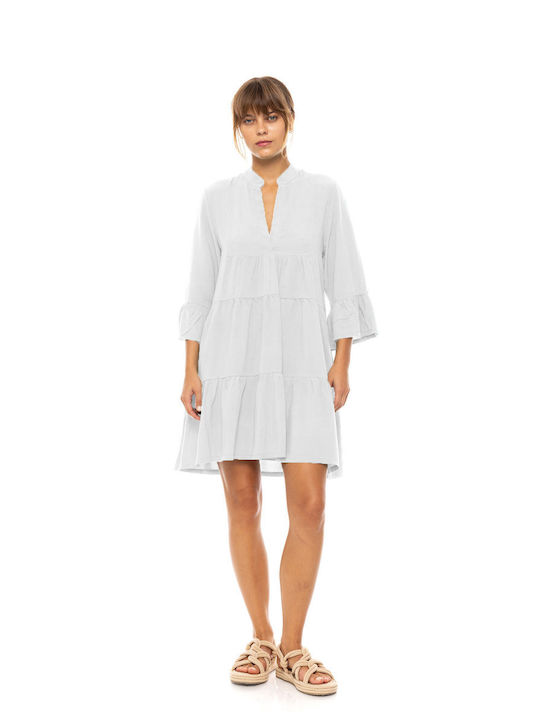 Pink Label Γυναικείο Φόρεμα Παραλίας White