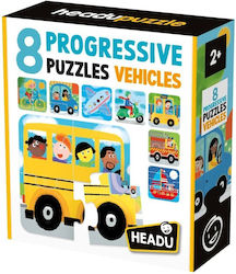 Headu 8 Progressive Puzzles Vehicles Large Pieces Children Over 2 Years Old