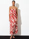 Maxi Faltenrock Rot