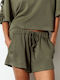 Ψηλόμεσο Shorts Τσέπες Χακί Χακί