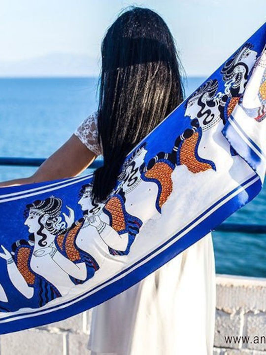 Kalfas Luxury Silk Γυναικείο Μεταξωτό Φουλάρι Μπλε