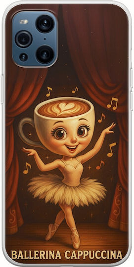 Brainrot Ballerina Cappuccina Oppo Find X3 Pro 5g Гъвкав TPU Прозрачен Силикон