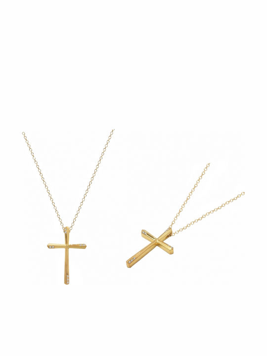 Polytimo Women's Gold Cross 14K with Chain