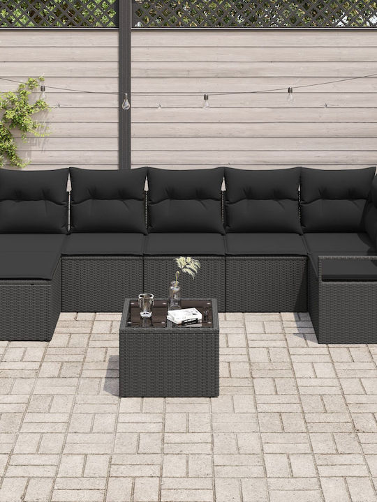 Garten- und Outdoor-Möbelsets 8 Stück Schwarz m...