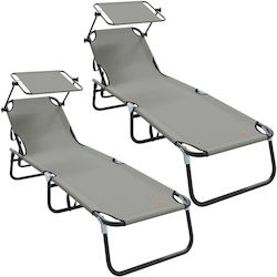 Vidaxl Folding Sunbeds 2 Pcs Pergola Grey Fabric 600d Oxford 56x190x81cm Grey Vidaxl Folding Sunbeds 2 Pcs Pergola Grey Fabric 600d Oxford 56x190x81cm Grey