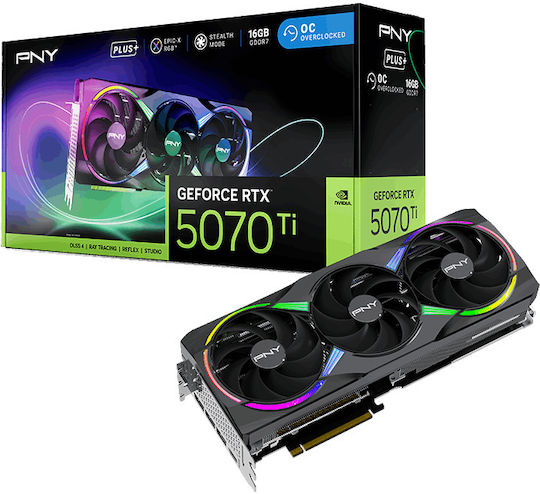 PNY GeForce RTX 5070 Ti 16GB GDDR7 ARGB Overclocked Triple Fan Plus Graphics Card
