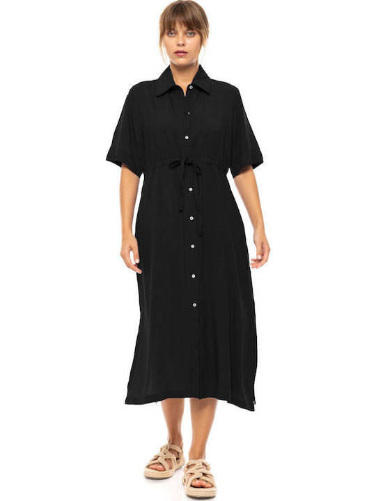 Pink Label Γυναικείο Μακρύ Φόρεμα Παραλίας Black