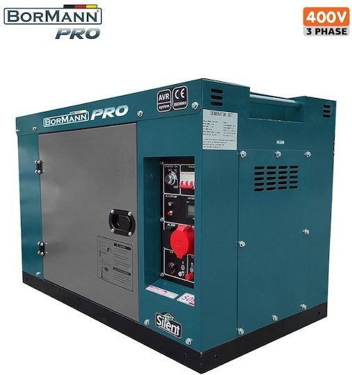 Bormann Pro BGB9800 Трофазен Тиха Генератор Дизел с Миза, Гуми и Максимална Мощност 11.25kVA