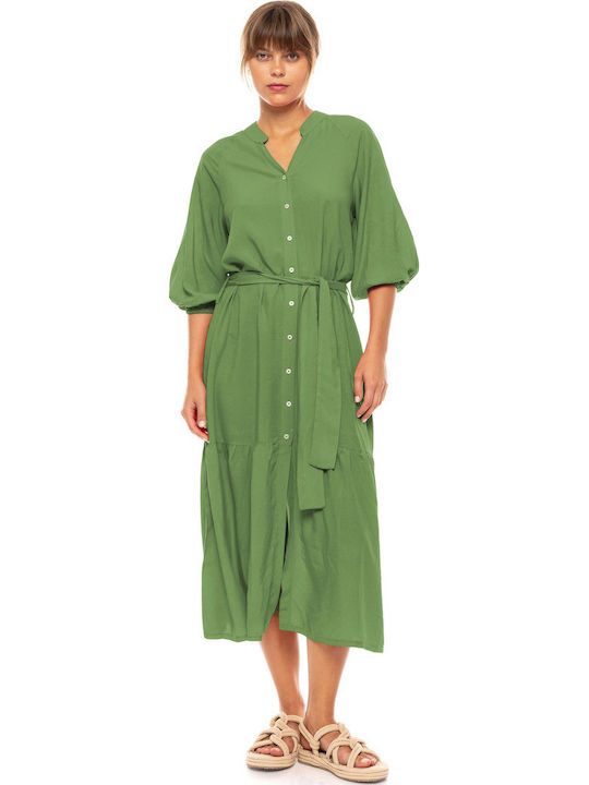Pink Label Damen Maxi Kleid Strand Aspen Green