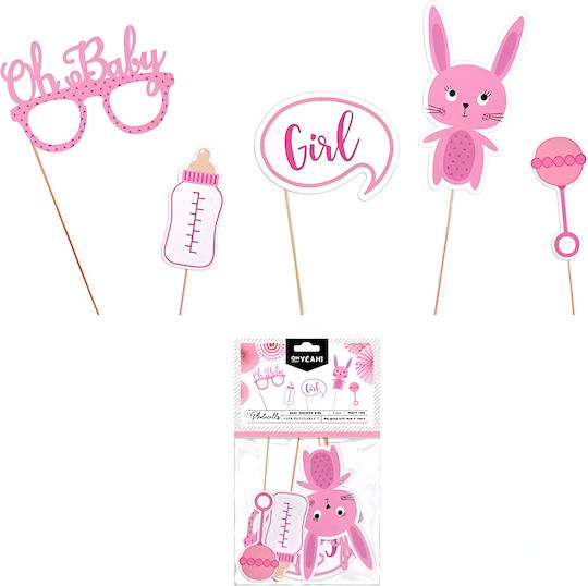 Στικάκια Photobooth Baby Shower Girl 5 Τεμ
