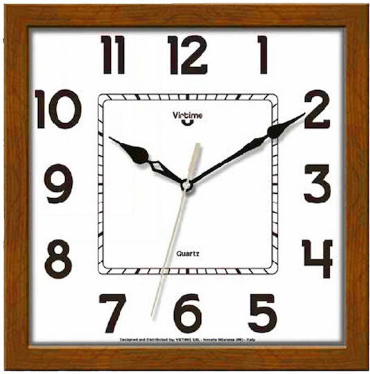 Virtime Ρολόι Τοίχου Ξύλινο 25x25cm